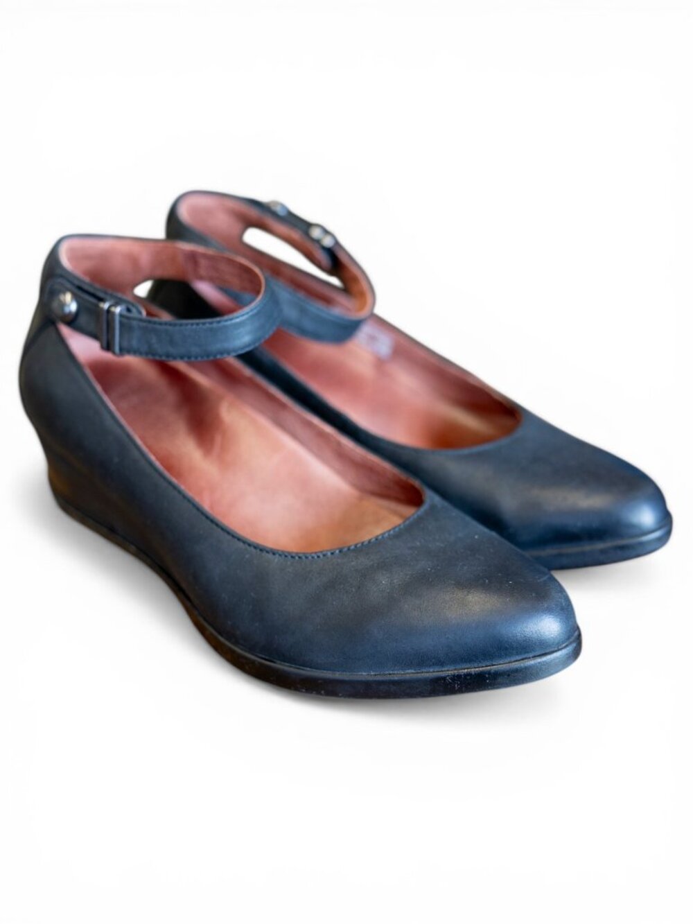 Dansko Black Leather Wedge Mary Jane Shoes with Ankle Strap - Picture 6 of 8